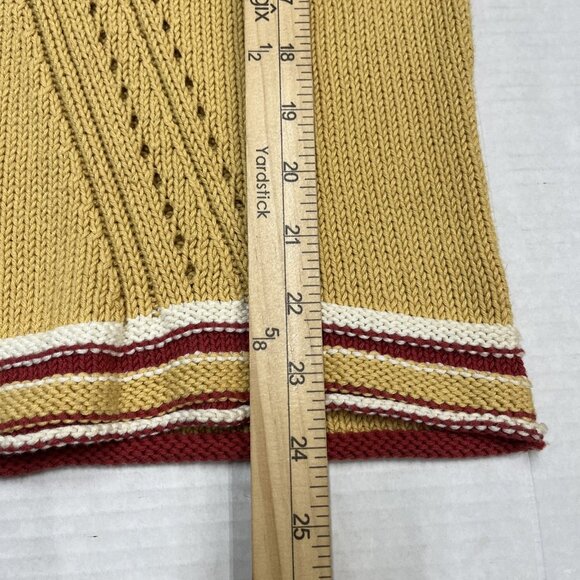 Vintage Y2K Mag Sweater Vest Womens M Yellow Mixed Knit Pullover 70s Retro Indie - Picture 3 of 7